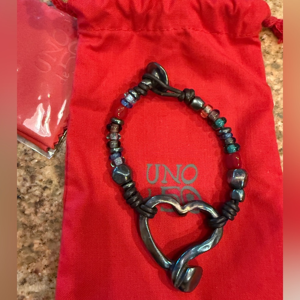 Uno de 50 silver and beaded bracelet